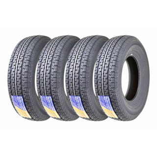 FREE COUNTRY New Premium Trailer Radial Tires ST225/75R15 10PR Load Range E w/Featured Side Scuff Guard, Set 4